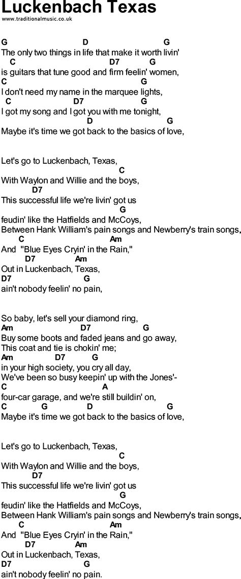 Luckenbach Texas Chords by Waylon Jennings ♫ /***** LUCKENBACH TEXAS *****/ written by Chips Morman performed by Waylon Jennings & Willie